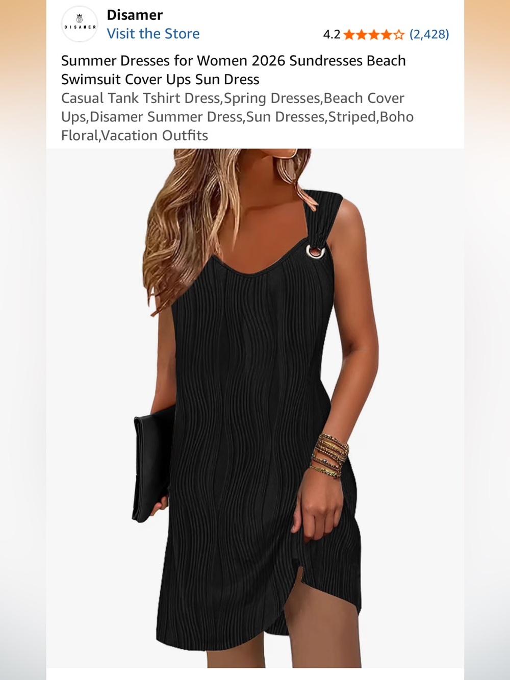 NWT Black Ribbed Beach Cover-Up Sundress